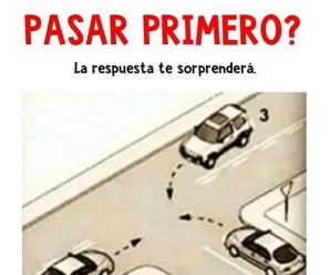 En esta ocasion, deberas indicar cual de los 3 vehiculos de la imagen tiene prioridad de paso