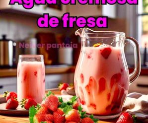 Receta de agua cremosa de fresas  Ingredientes: