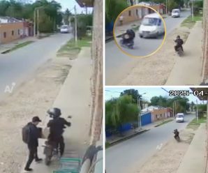 Motociclistas roban local, dueño los arrolla con su camioneta y evita que escapen | VIDEO