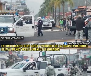 🚨Grua impact4 patrulla de la GN en Orizaba, Veracruz; hay 3 agentes lesionados.