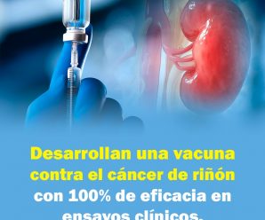 Desarrollan una vacuna contra el cáncer de riñón con 100% de eficacia en ensayos clínicos.