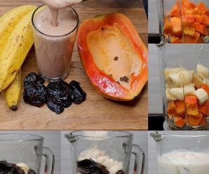 Mezclar papaya, banana, ciruela pasa y leche de almendras resulta en un batido delicioso y muy nutritivo. A continuación te dejo una receta para prepararlo