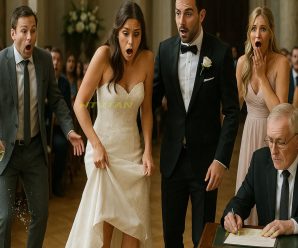 Mientras la novia firmaba el certificado de matrimonio, algo se movió debajo de su vestido…