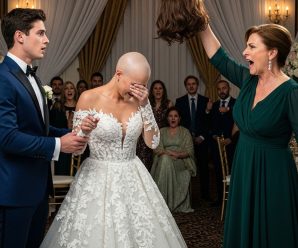 El día de la boda, mi suegra se acercó y me quitó la peluca, mostrando mi cabeza calva a todos los invitados — pero luego ocurrió algo inesperado.