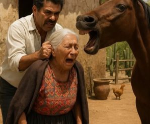 El hijo agarró a su madre por el cabello y la arrastró como si fuera basura. Un caballo sencillo, sin jinete y sin riendas, apareció entre el polvo y se enfrentó al agresor que la había maltratado, salvando así a la anciana.