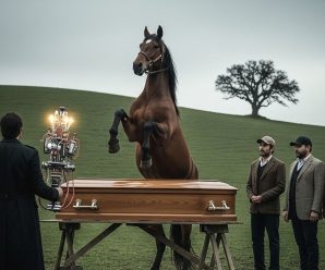 El día del funeral de mi esposo, su caballo rompió la tapa del ataúd. Todos pensaron que había enloquecido del dolor, pero lo que vimos dentro nos dejó en shock.